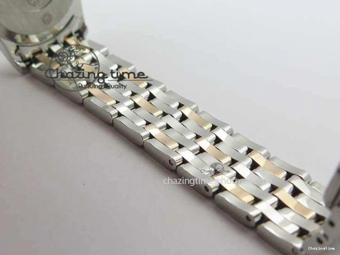 0426 De Ville 27mm SS RG Ladies MK 1:1 Best Edition White MOP Dial Diamond Markers On SS Bracelet Ronda Quartz Chic 8198